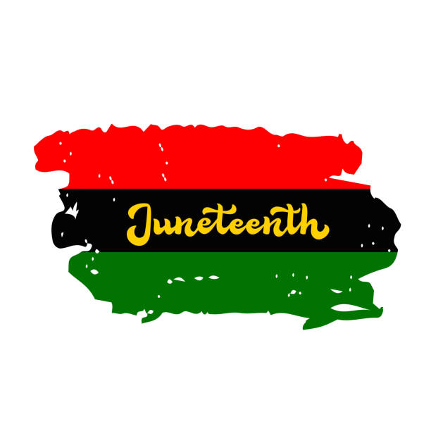 istock Juneteenth calligraphy hand lettering on grunge flag. African American Freedom Day on June 19. Vector template for banner, typography poster, greeting card, postcard, etc 1398507502