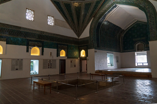 Konya, Turkey, May 12, 2022: inside the Karatay Madrasa in Konya.Karatay Madrasa is one of the most symbolic works that creates a style and character in Seljuk art with its architecture, materials used and tile decorations.