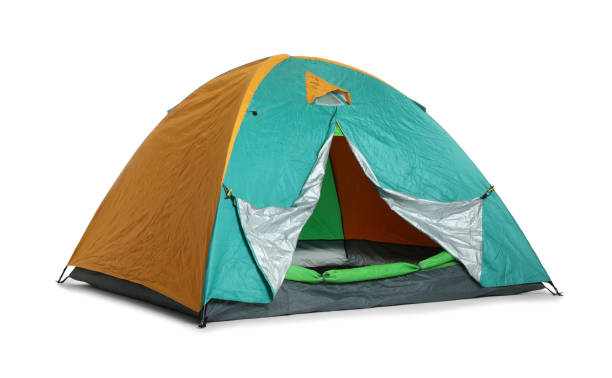istock Bright colorful camping tent on white background 1398515810