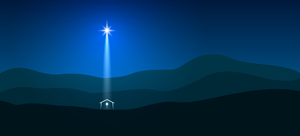 Star of Bethlehem. Dark blue night background.