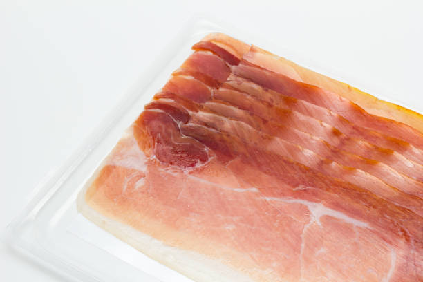 istock Blister pack or pack of Serrano ham slices on a white background 1398516169