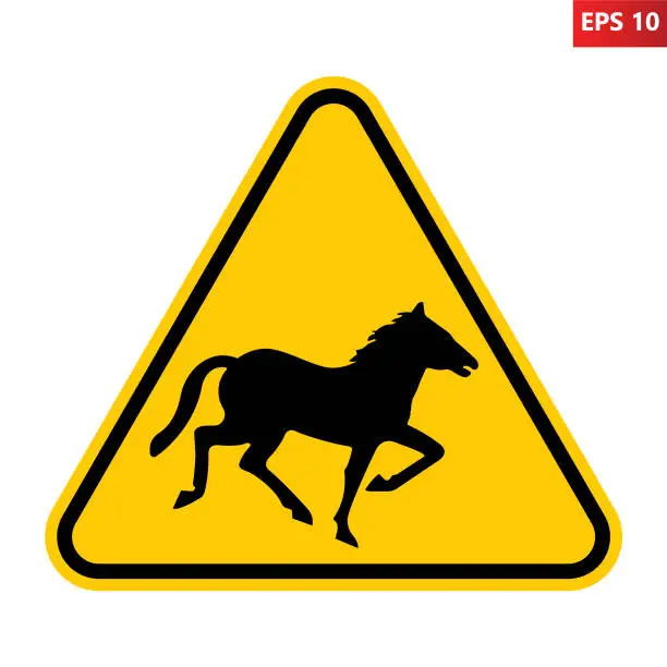 Vector illustration of Horse warning road sign.