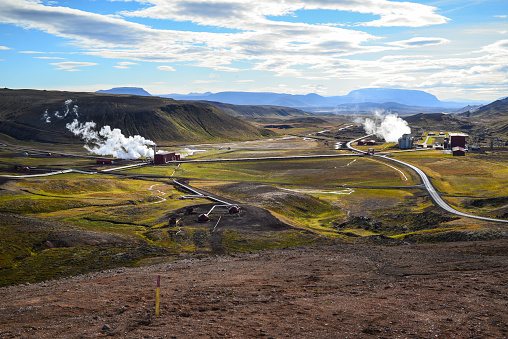 The Kröflustöð geothermal power-plant near Krafla and Leirhnjukur, northern Iceland