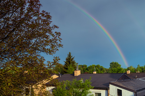 Rainbow over residential district