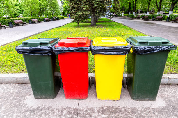 istock Multicolored plastic containers for separate collection of waste 1398531439