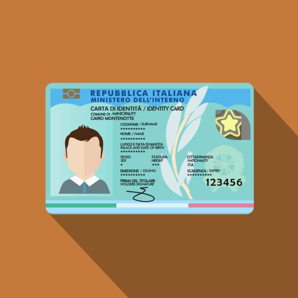 italian ( ıtalıana ) official identity card - i̇talyanca illüstrasyonlar stock illustrations