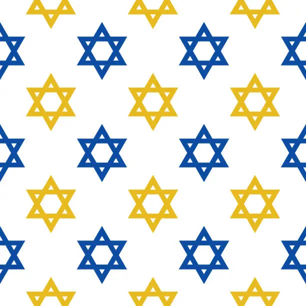 Vector illustration of Blue And Gold Star Of David Pattern