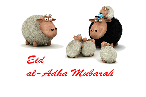 Feast of the Sacrifice (Arabic: Eid al-Adha Mubarak) Feast of the Sacrifice Greeting. Holy days of muslim community. Greeting Card