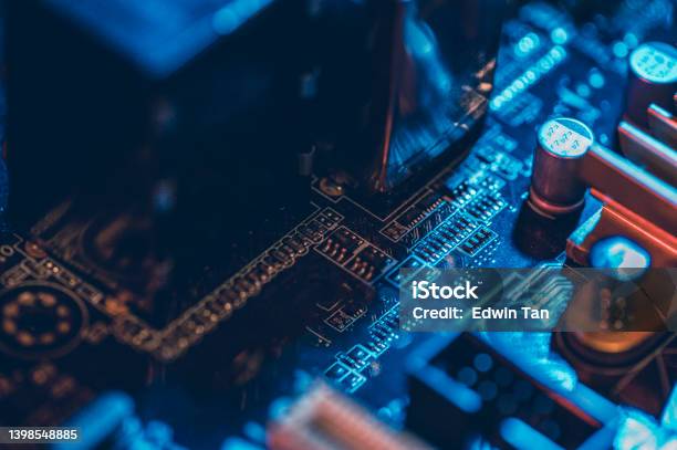 Abstractclose Up Of Mainboard Electronic Background Stock Photo - Download Image Now