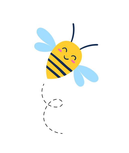 Wasp or bee icon Wasp or bee icon. Bright sticker with smiling bumblebee flying up. Insect carries pollen into hive and makes honey. Design for printing. Cartoon flat vector illustration isolated on white background bee costume stock illustrations