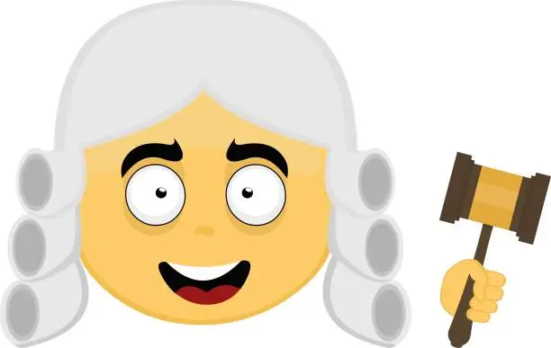 Vector illustration of vector face character yellow wig hammer judge