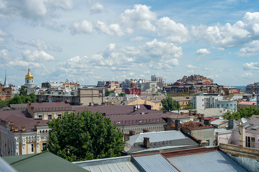 Panorama of Kyiv with the domes of the Hagia Sophia and the Golden Gate