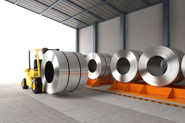 istock Roll of steel sheets in factory 1398554079