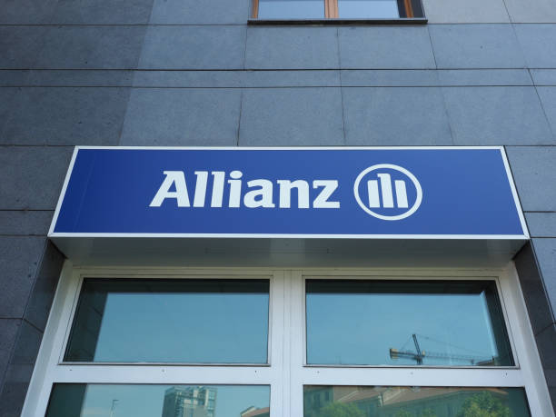 Turin - May 2022: Allianz shopfront sign stock photo