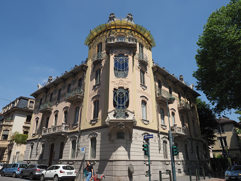 Turin, Italy - Circa May 2022: Casa Fleur aka Casa Fenoglio liberty house