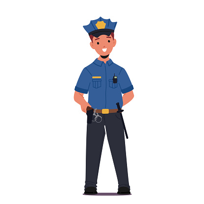 Child Policeman Character, City Profession, Occupation Concept. What I Want to Be When Grow Up. Kid Wear Cop Costume