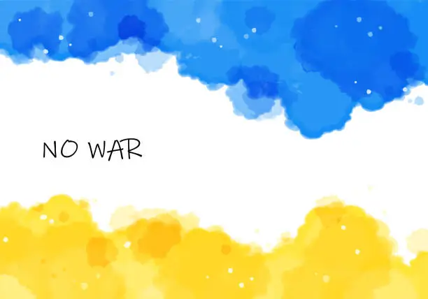 Vector illustration of watercolor abstract blue and yellow for no war frame, 1