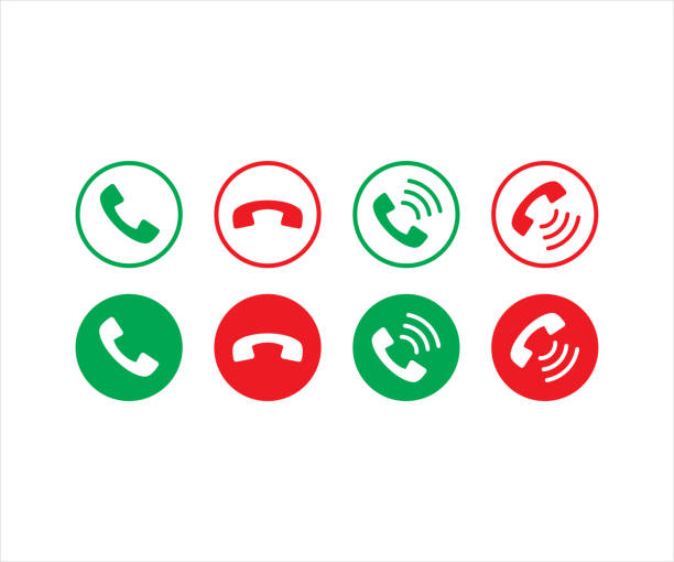 illustrations, cliparts, dessins animés et icônes de les boutons d’appel téléphonique acceptent et rejettent le symbole de l’icône. téléphone avec signes vectoriels d’ondes - sonner