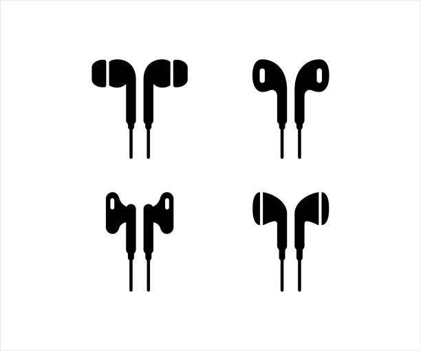 Portable mini headphones icon set, headphones symbol, vector illustration Headphones symbol, vector illustration Eps 10 in ear headphones stock illustrations