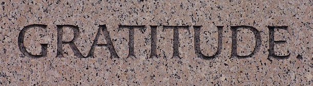 istock Word Gratitude Carved in Pink Granite Greatful 139856509