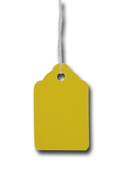 istock Price tag hanging yellow shadow 139856516