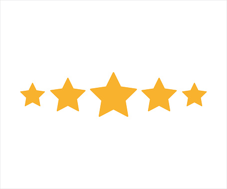 Five yellow stars customer product rating icon, vector illustration Eps 10