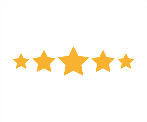 Five yellow stars customer product rating. Icon for web applications and websites Five yellow stars customer product rating icon, vector illustration Eps 10 rating stock illustrations