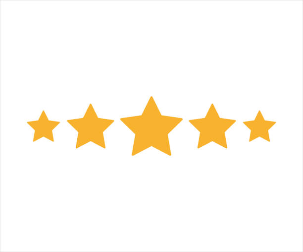 Five yellow stars customer product rating. Icon for web applications and websites Five yellow stars customer product rating icon, vector illustration Eps 10 rating stock illustrations