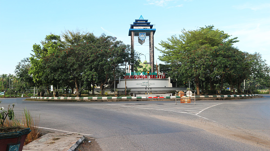 Hulu Sungai Selatan Regency, Indonesia – May 22nd 2022 : Tugu roundabout \