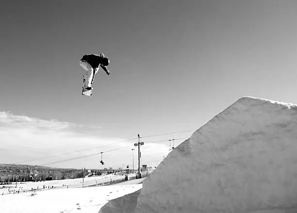 Going huge and tweaking the jump at COP, Calgary, Canada.