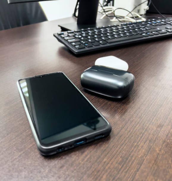 istock Office desk with pc and smartphone 1398569286