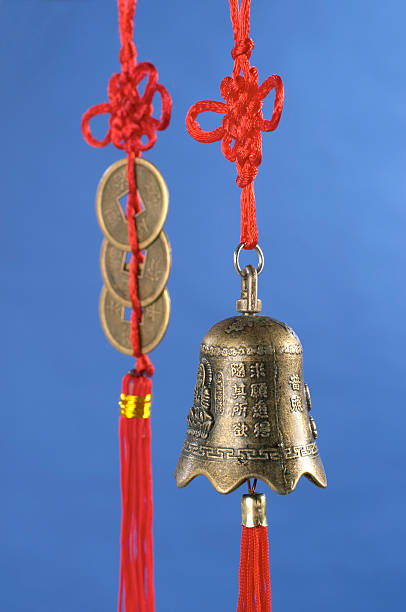 istock Souvenir hand-bell and Chinese coins 139857668