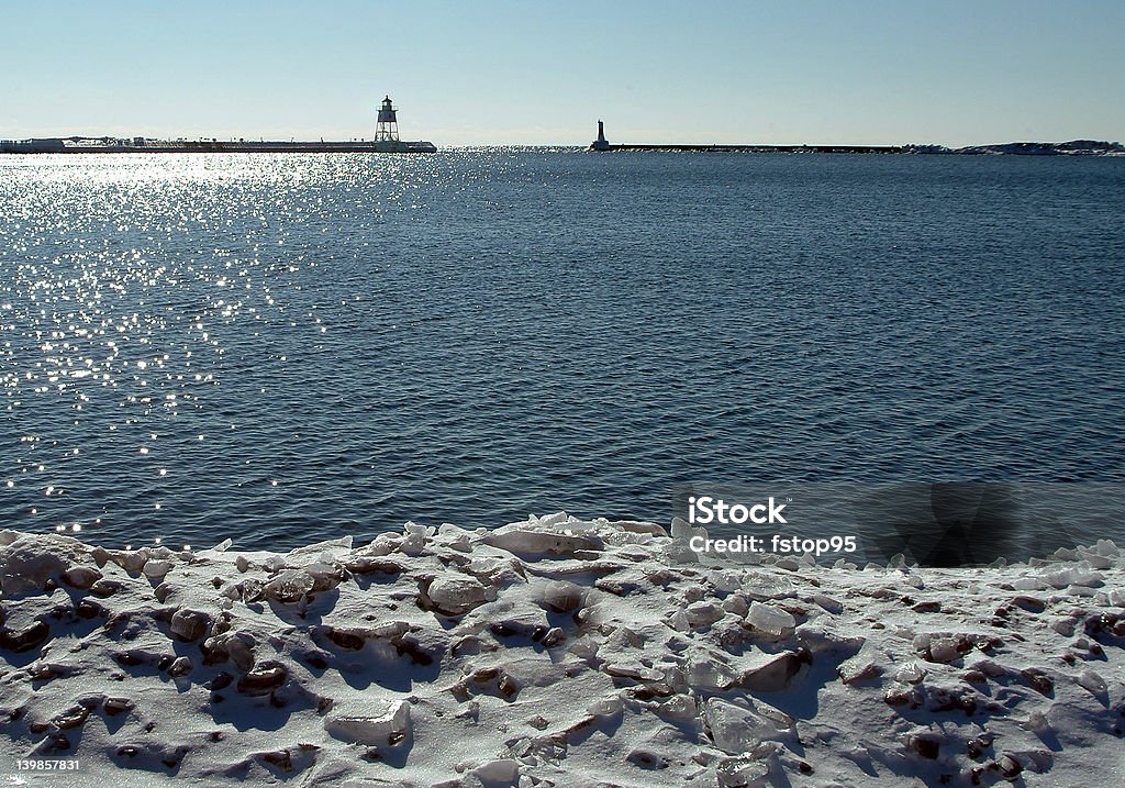 Lake Superior Winter Harbor - Lizenzfrei Außenaufnahme von Gebäuden Stock-Foto
