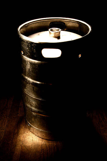 draft beer steel keg stock photo