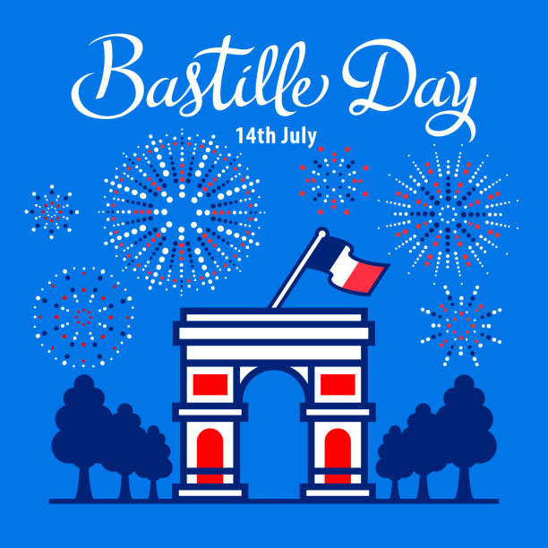 illustrations, cliparts, dessins animés et icônes de feux d’artifice de célébration de jour de bastille - blue background french culture european culture france