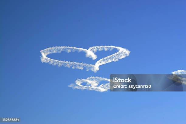 Valentine Clouds Stock Photo - Download Image Now - Skywriting, Aerobatics, Air Vehicle