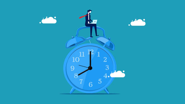 istock Working in a race against time. A businessman who works on a time limit. business concept vector 1398589069