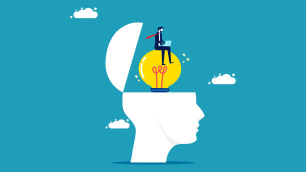 istock Creative business planning and analysis. Businessman working on a light bulb. business concept vector 1398590663