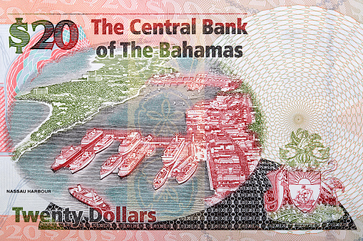 Nassau Harbour from Bahamian money - Dollars