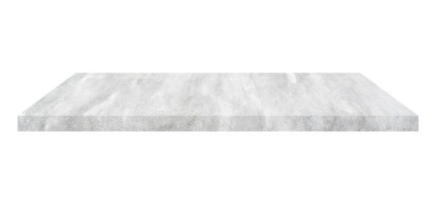 istock Concrete shelf table isolated on white background and display montage for product. 1398592454