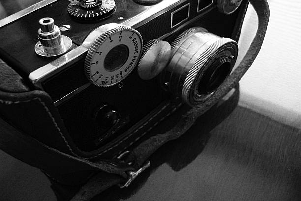 istock Vintage rangefinder camera in black and white 139859307