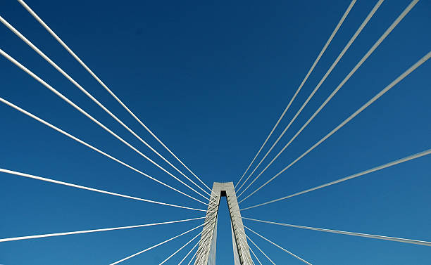 ponte suspensa de detalhes - charleston south carolina south carolina bridge suspension bridge imagens e fotografias de stock