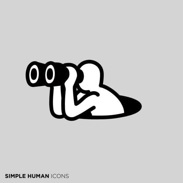 prosta ludzka seria ikon "osoba rozpoznawcza" - binoculars stock illustrations