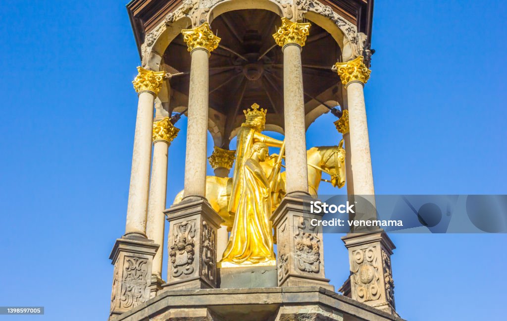 Magdeburger Reiter monument, horseman in gold, in Magdeburg Magdeburger Reiter monument, horseman in gold, in Magdeburg, Germany Magdeburg Stock Photo