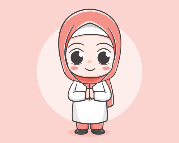 Cute Muslim Girl Cartoon Character Stock Illustration - Download Image Now  - Girls, Arab Culture, Hajj - iStock