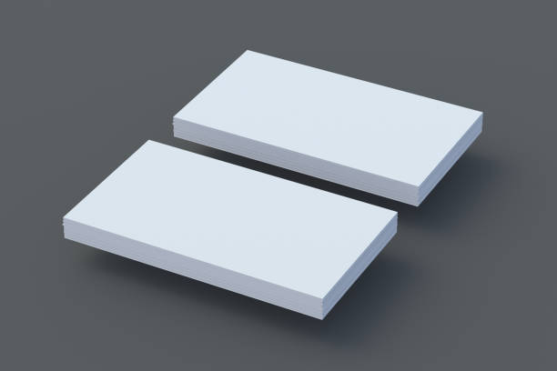 istock Two stack of blank business cards on gray background. 3d render 1398600632