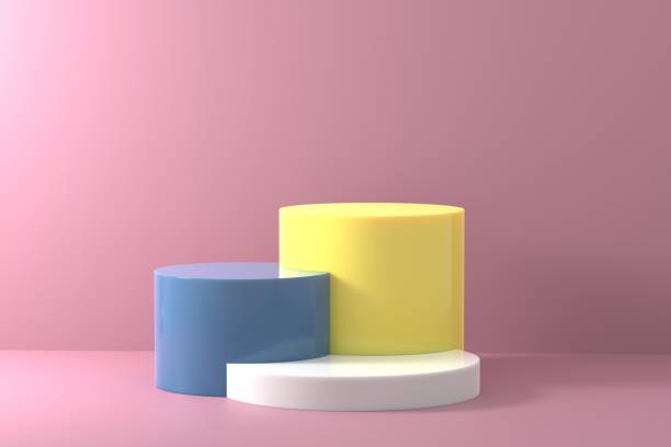 istock Empty product podiums on pink background. 1398601651