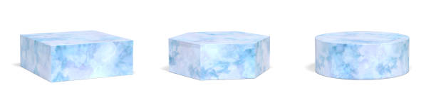 istock Set of blue marble podiums on a white background with clipping path. 1398601684