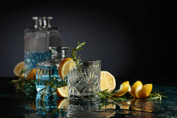 istock Gin tonic cocktail with lemon and rosemary. 1398602074