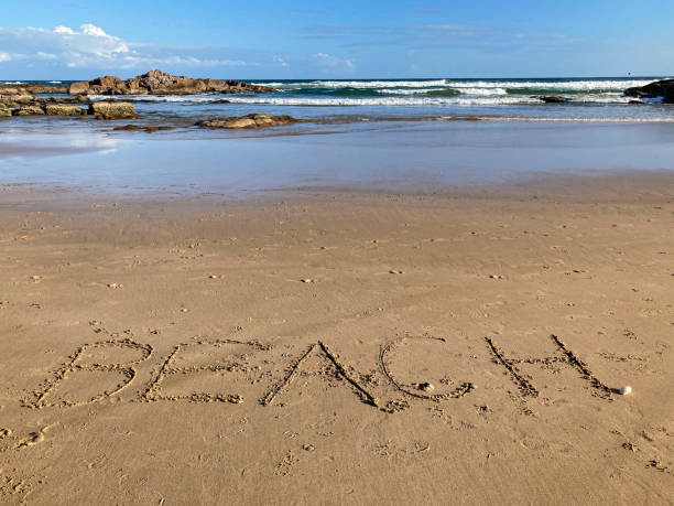 istock The word 'beach' written in the sand 1398603439